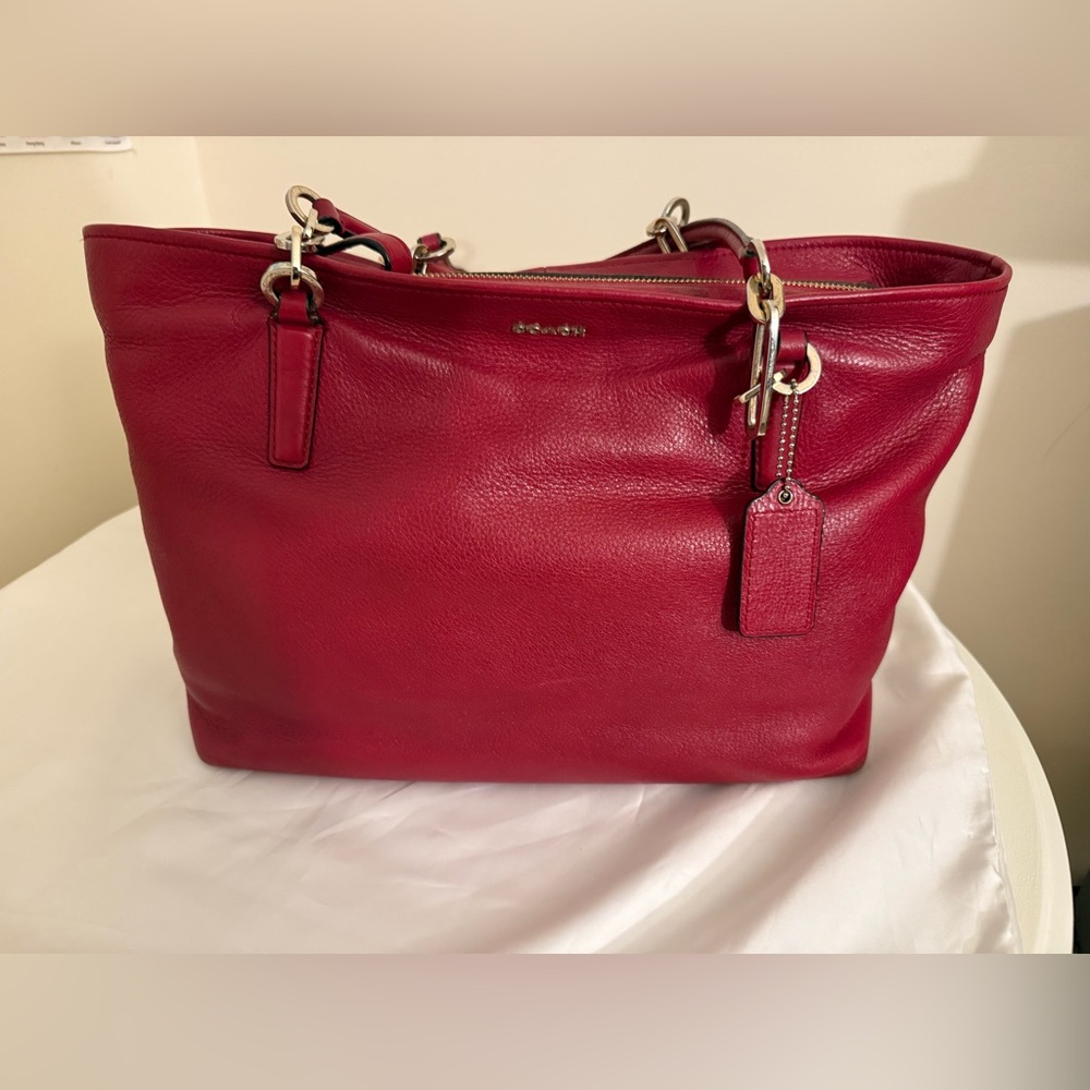 Coach Bold Red Leather Tote